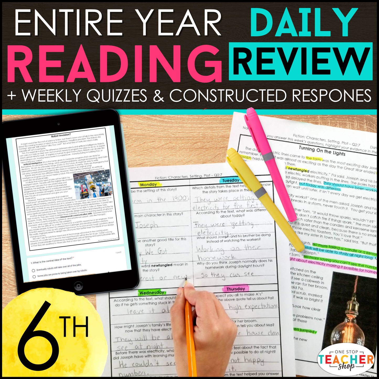 6th Grade Reading Spiral Review & Quizzes