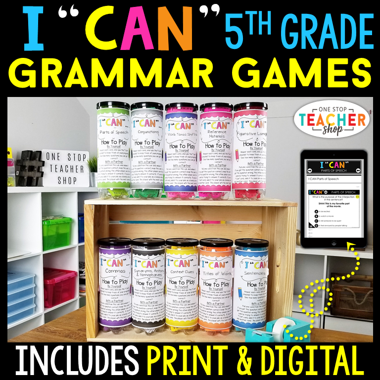 20% Off - 5th Grade I CAN Grammar Games