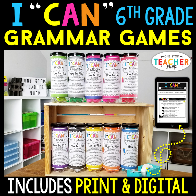20% Off - 6th Grade I CAN Grammar Games