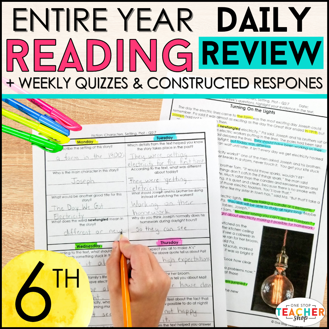 6th Grade Reading Spiral Review & Quizzes