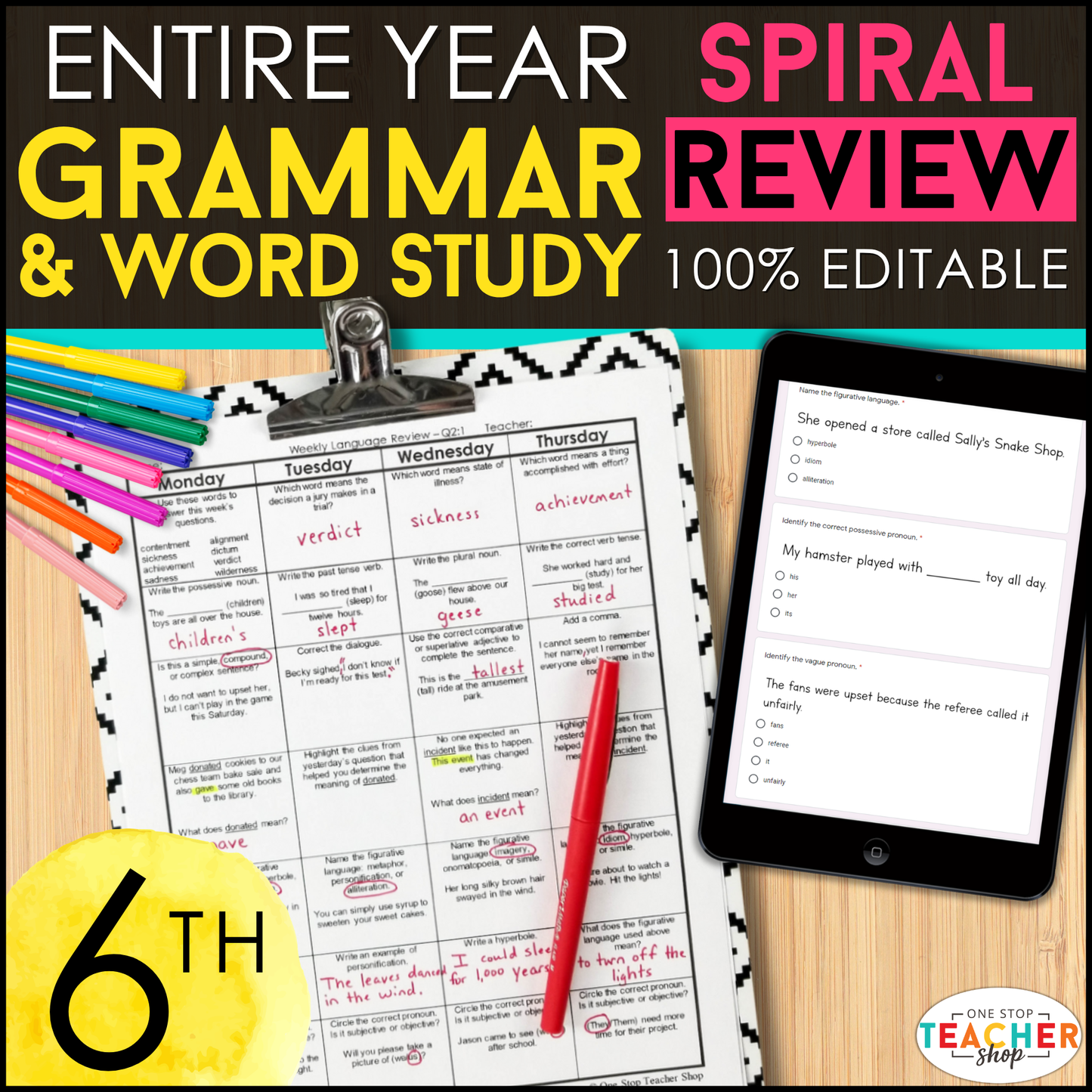 6th Grade Grammar Spiral Review