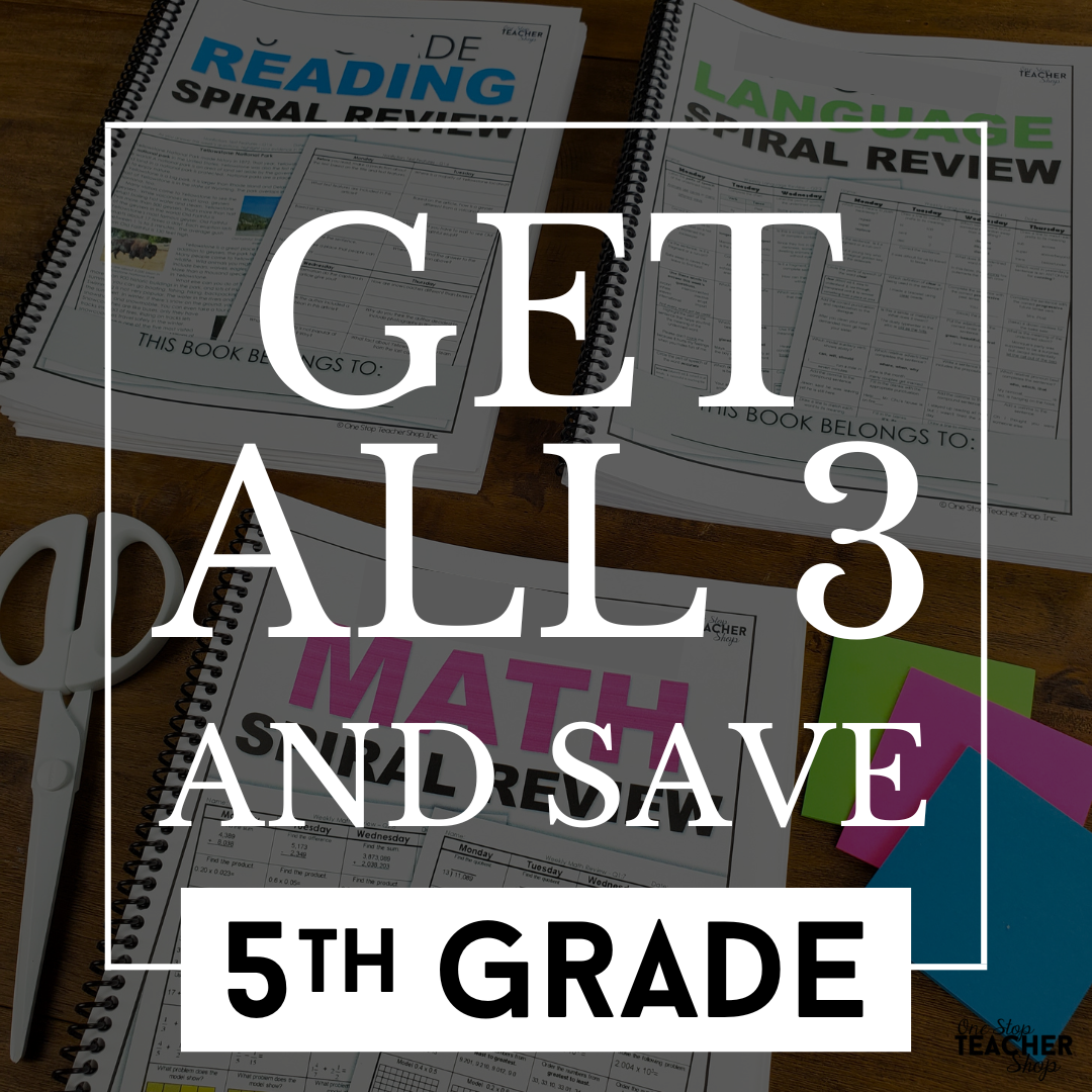 20% Off - 5th Grade ALL Spiral Reviews BUNDLE DEAL