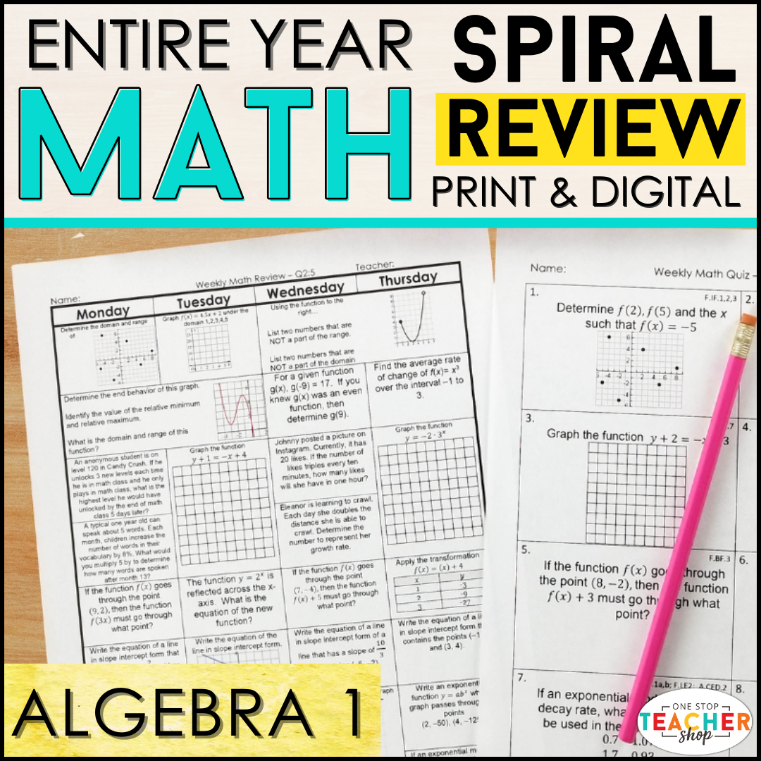 Algebra 1 Spiral Review & Quizzes