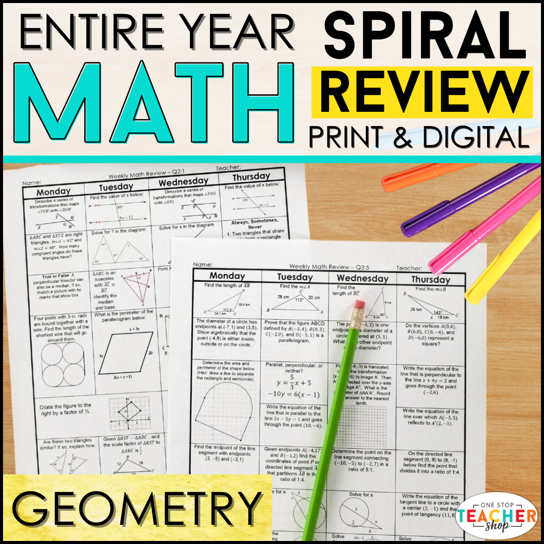 Geometry Spiral Review & Quizzes