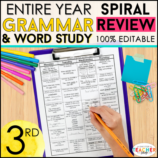 FB - 3rd Grade Language Spiral Review & Quizzes