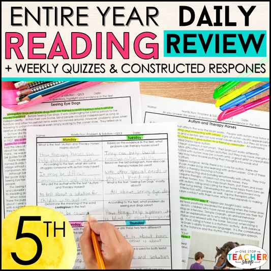 FB - 5th Grade Reading Spiral Review & Quizzes