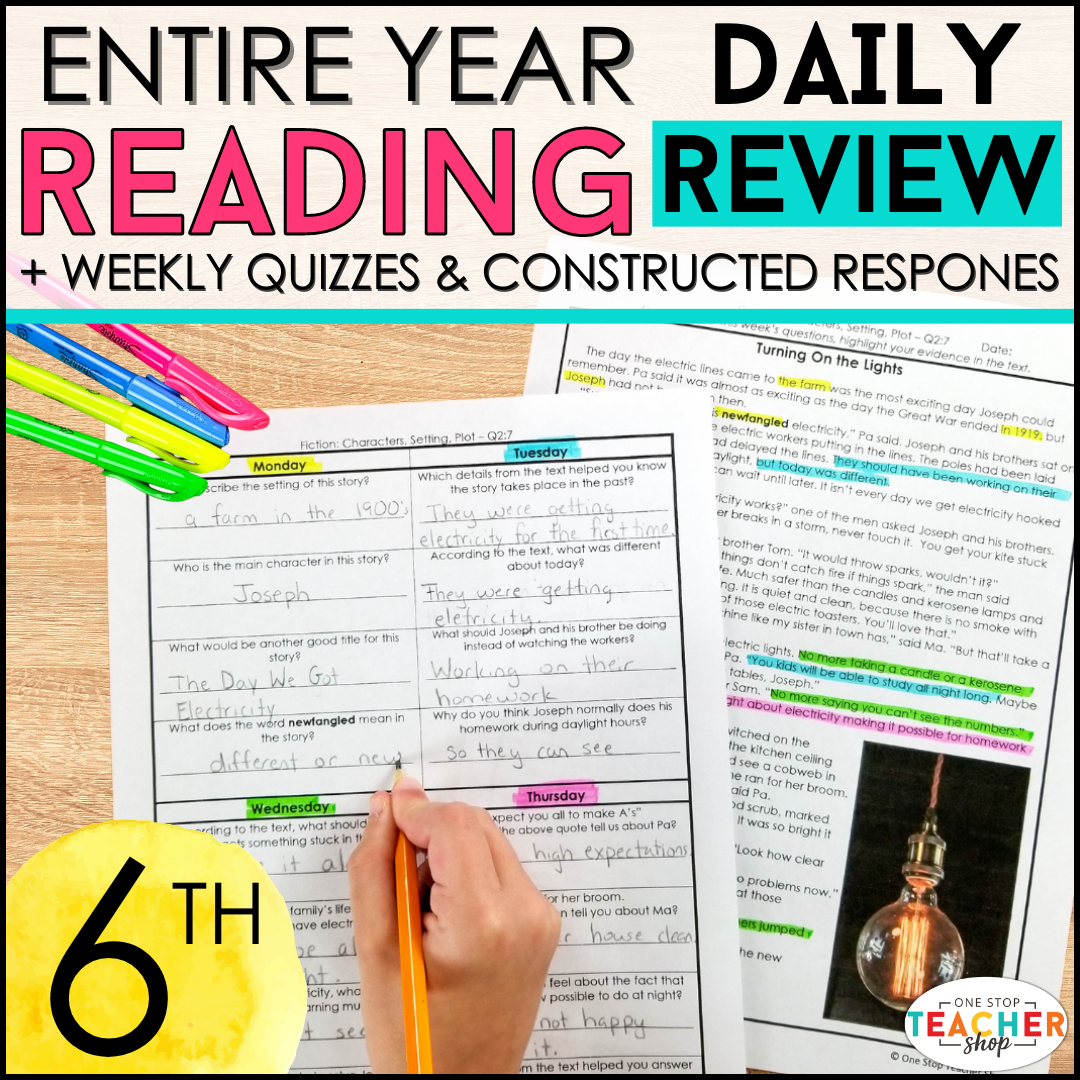 FB - 6th Grade Reading Spiral Review & Quizzes