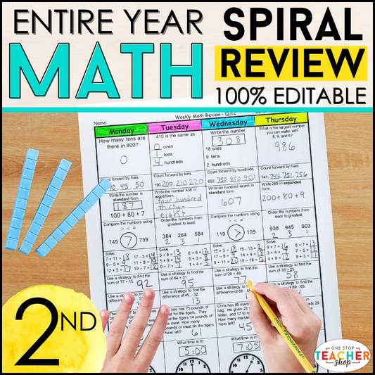 FB - 2nd Grade Math Spiral Review & Quizzes