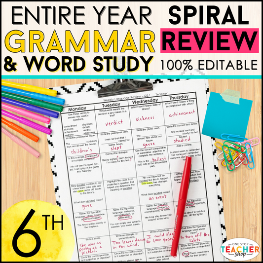 FB - 6th Grade Language Spiral Review & Quizzes