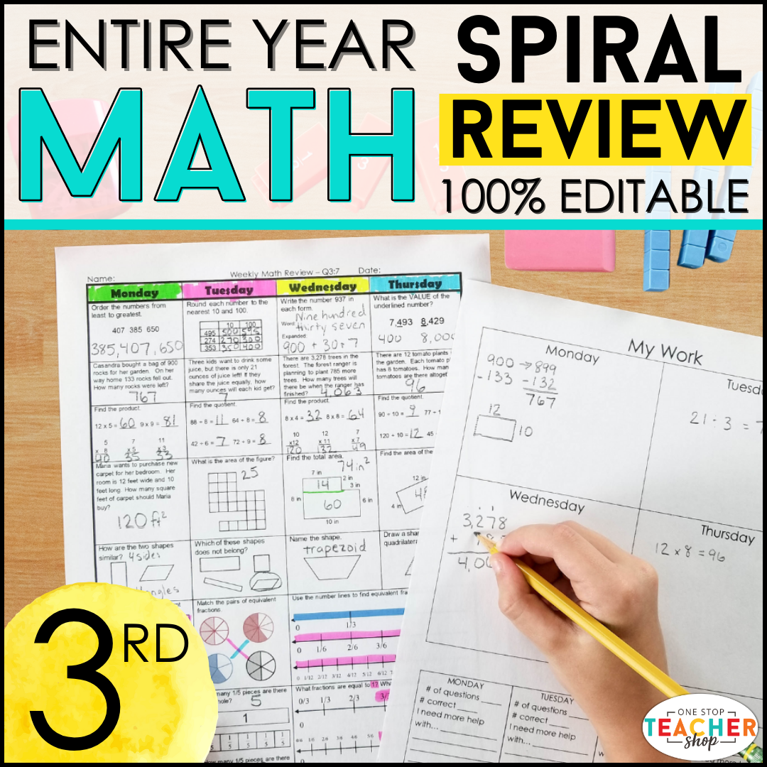 FB - 3rd Grade Math Spiral Review & Quizzes