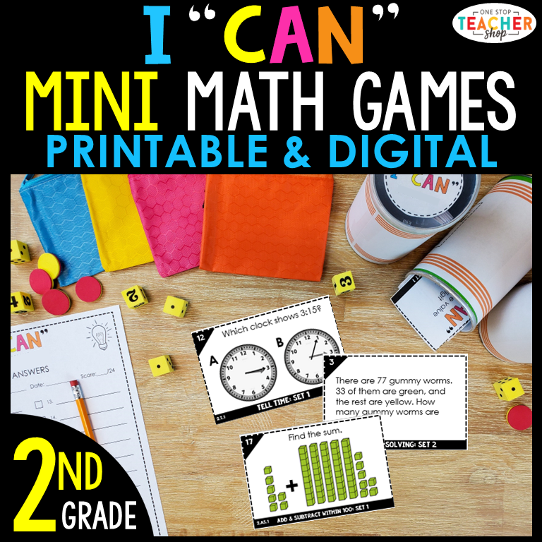Math Mini Store 2nd Grade Mini I CAN Math Games – One Stop Teacher Shop